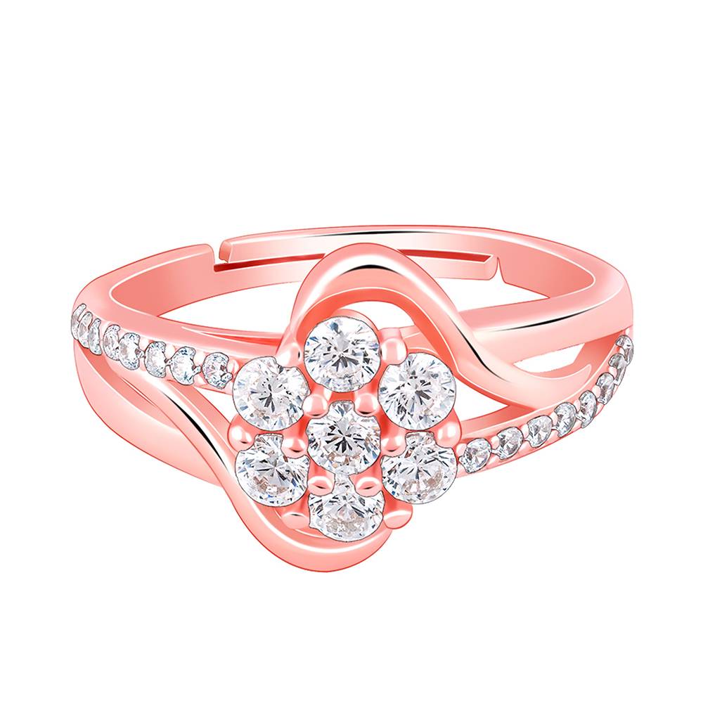 Giva 925 Silver Rose Gold Beautiful Flower Ring, Adjustable | Gifts For Women And Girls | With Certificate Of Authent : R02170