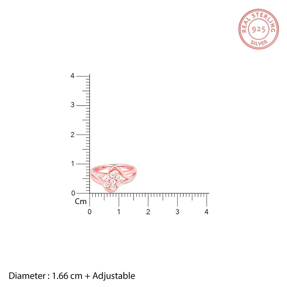 Giva 925 Silver Rose Gold Beautiful Flower Ring, Adjustable | Gifts For Women And Girls | With Certificate Of Authent : R02170