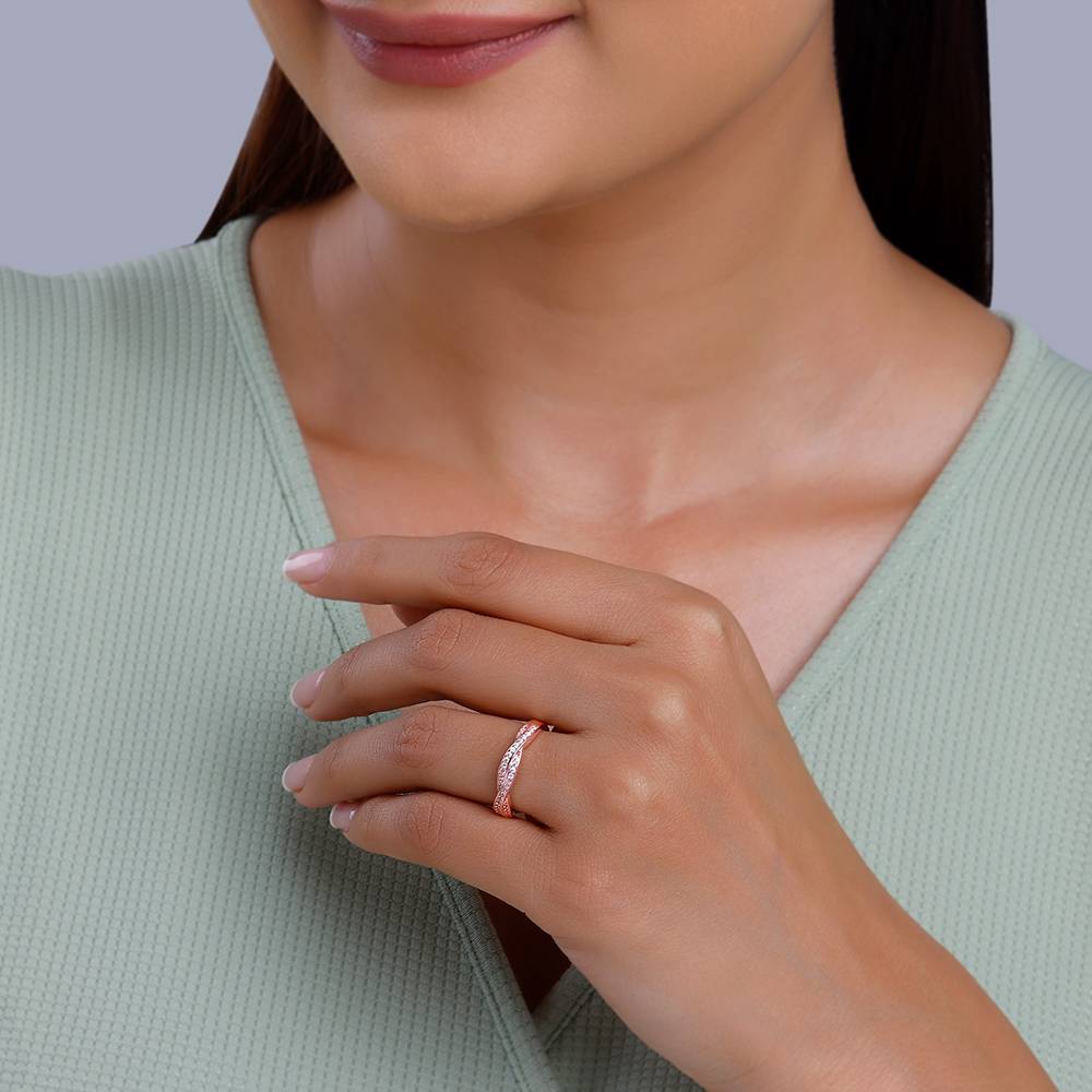 Giva 925 Silver Rose Gold Sparkling Spiral Ring,Fixed Size, Indian- 12 | Gifts For Women And Girls | With Certificate : R02174