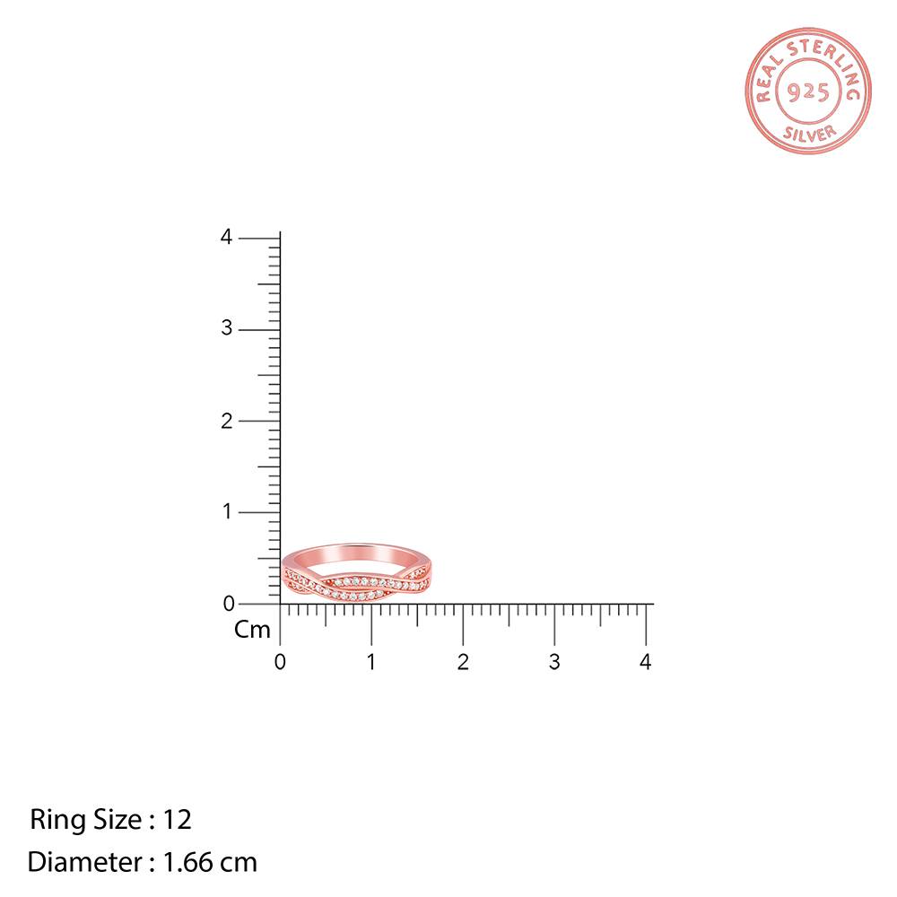 Giva 925 Silver Rose Gold Sparkling Spiral Ring,Fixed Size, Indian- 12 | Gifts For Women And Girls | With Certificate : R02174