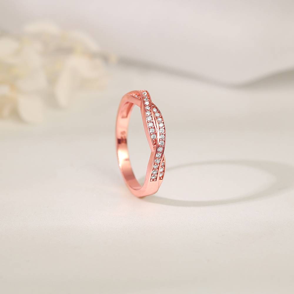 Giva 925 Silver Rose Gold Sparkling Spiral Ring,Fixed Size, Indian- 12 | Gifts For Women And Girls | With Certificate : R02174