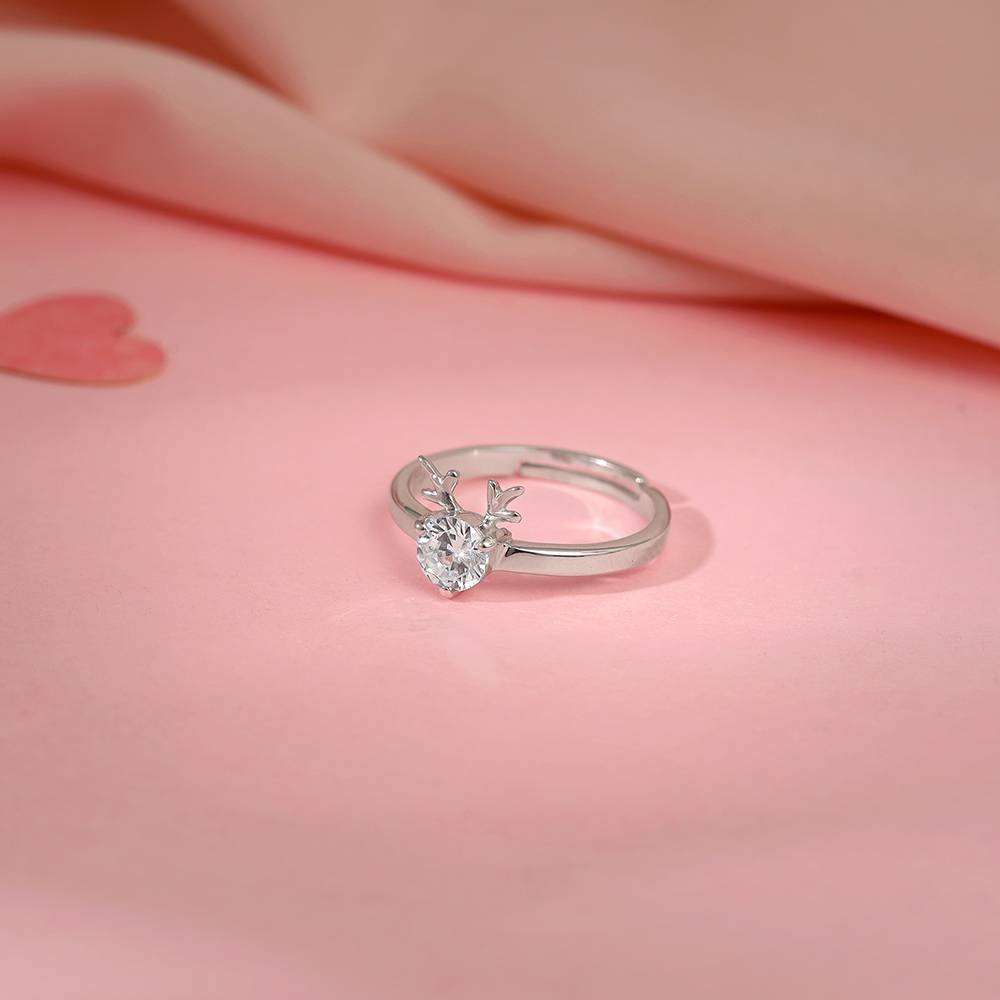 Giva 925 Silver Fawn Heart Ring, Adjustable Gifts For Women And