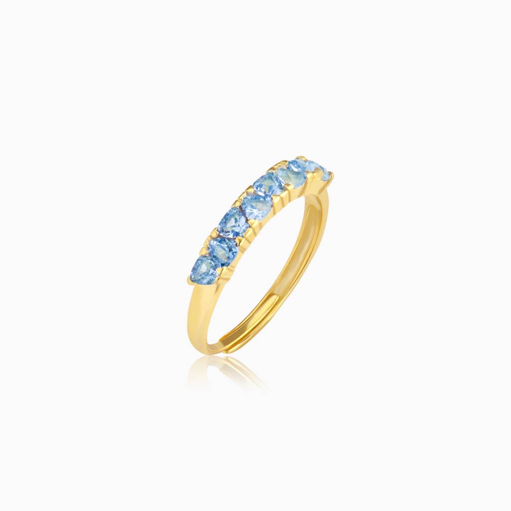 Golden Blue Poppy Ring : R0218