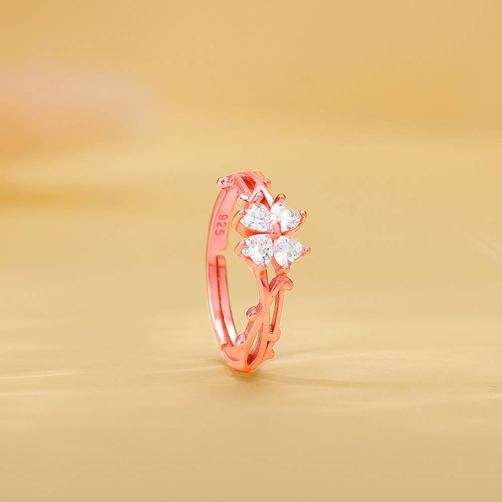 Giva 925 Silver Rose Gold When We Met Ring, Adjustable | Gifts For Women And Girls | With Certificate Of Authenticity : R02193