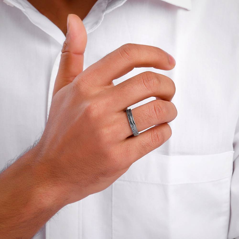 925 Silver Black Rhodium Bold Ring For Him : R02212_17