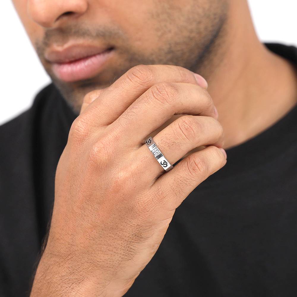 Giva 925 Silver Om Ring For Men,Fixed Size| Gifts For Men And Boys | With Certificate Of Authenticity And 925 Stam : R02231_17