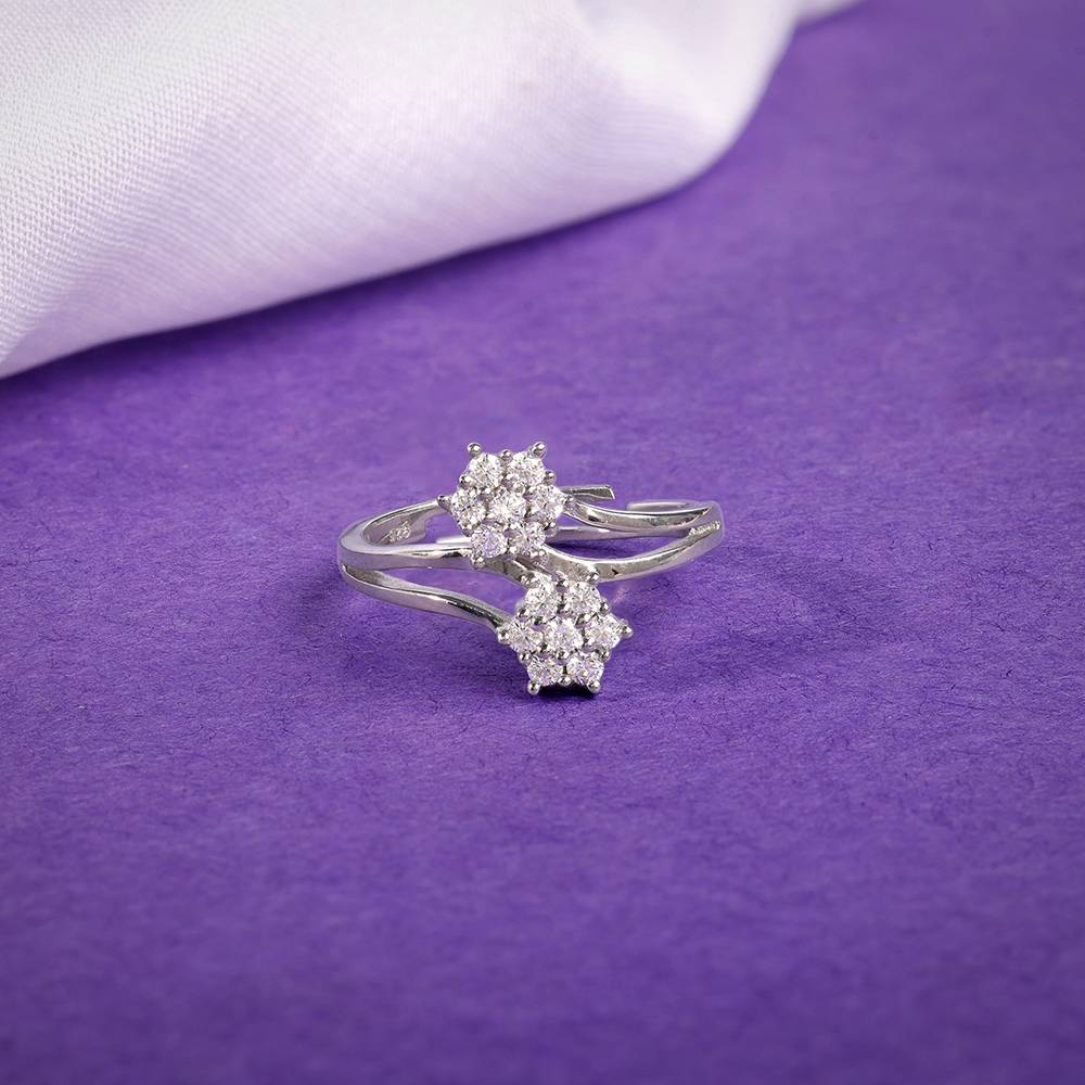 925 Silver Floral Memory Ring,Adjustable : R02242