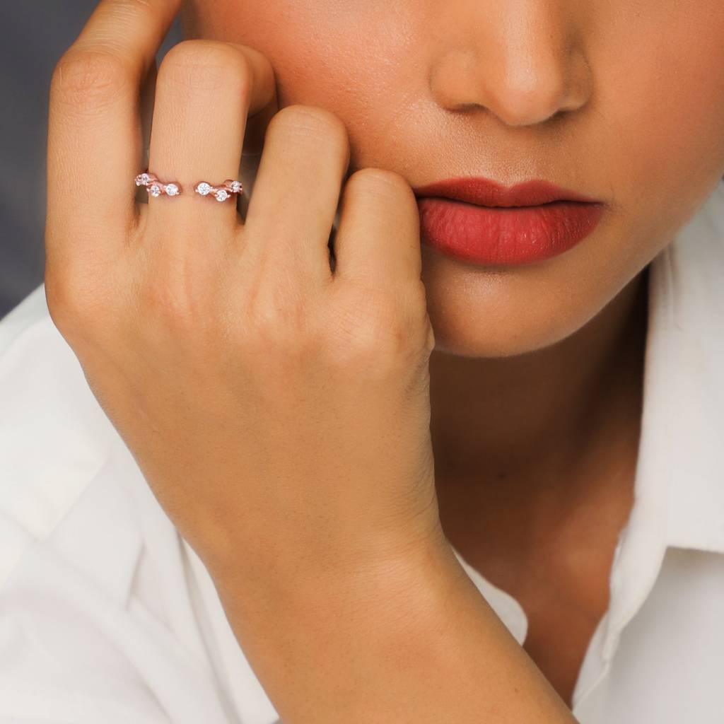 Rose Gold Semi-Encircling Ring : R0224