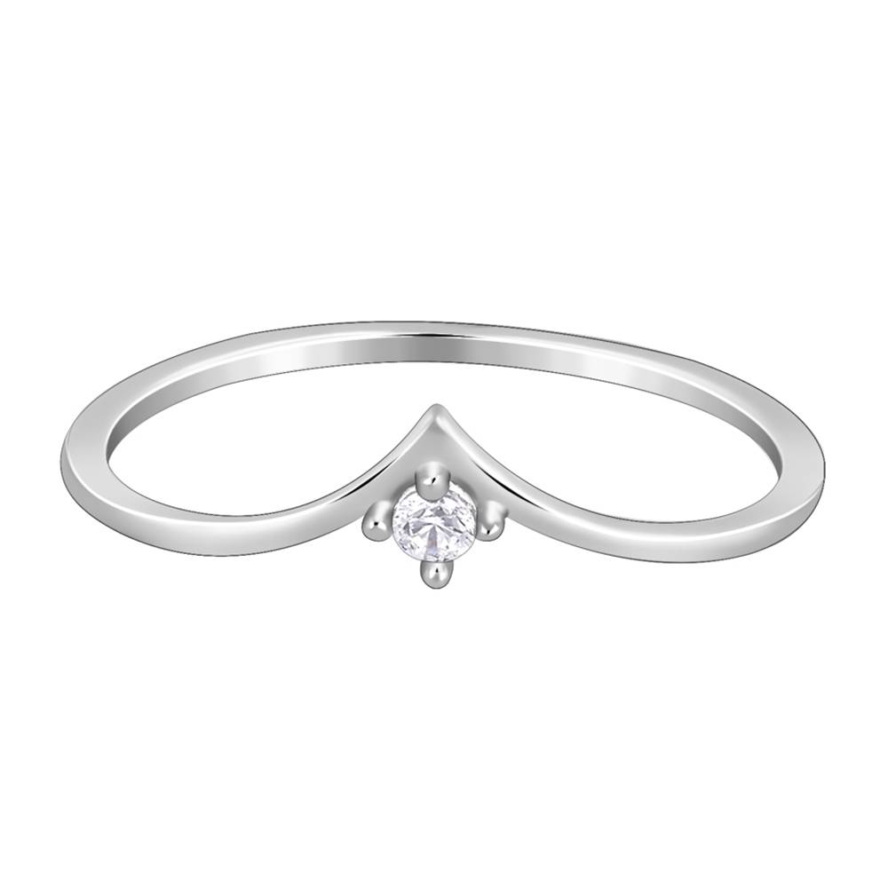 Silver Sparkling V Ring : R02252