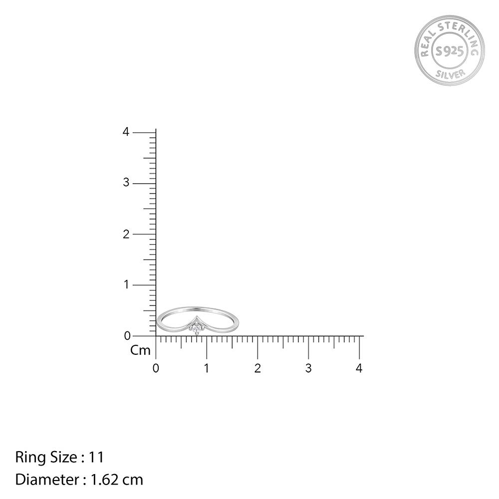 Silver Sparkling V Ring : R02252