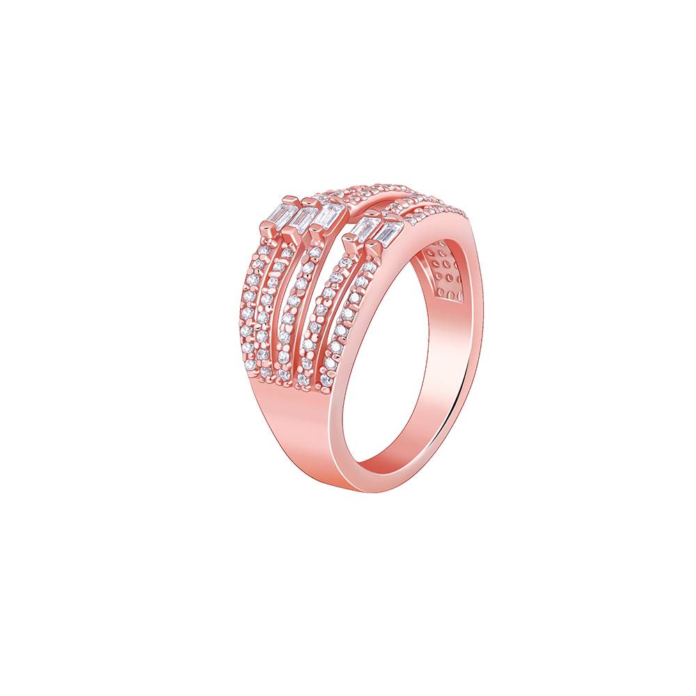 925 Silver Rose Gold Layer Player Ring,Fixed Size, Indian - 12 : R02286