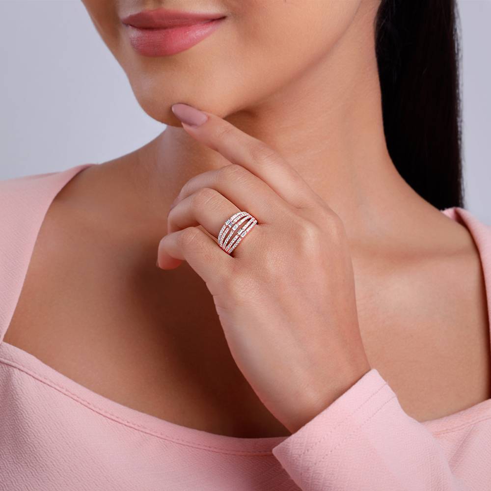 925 Silver Rose Gold Layer Player Ring,Fixed Size, Indian - 12 : R02286