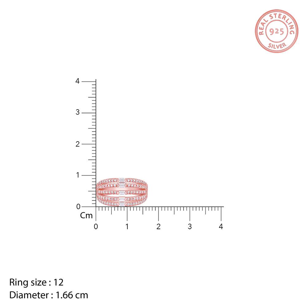 925 Silver Rose Gold Layer Player Ring,Fixed Size, Indian - 12 : R02286