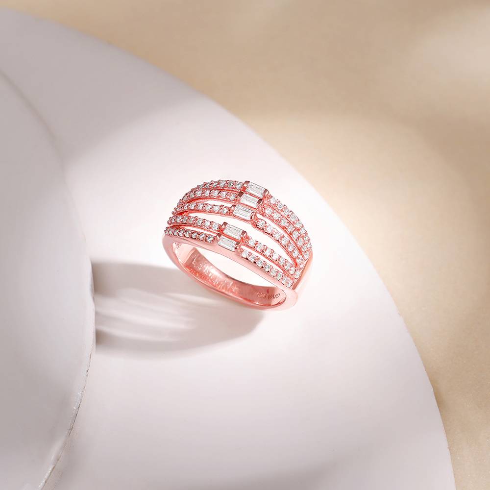 925 Silver Rose Gold Layer Player Ring,Fixed Size, Indian - 12 : R02286