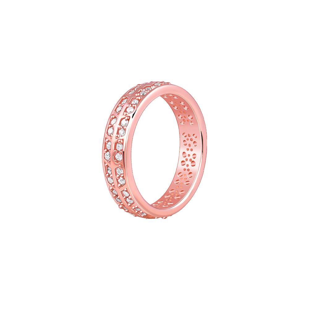 925 Silver Rose Gold Sparkle Up Ring,Fixed Size, Indian - 12 : R02289
