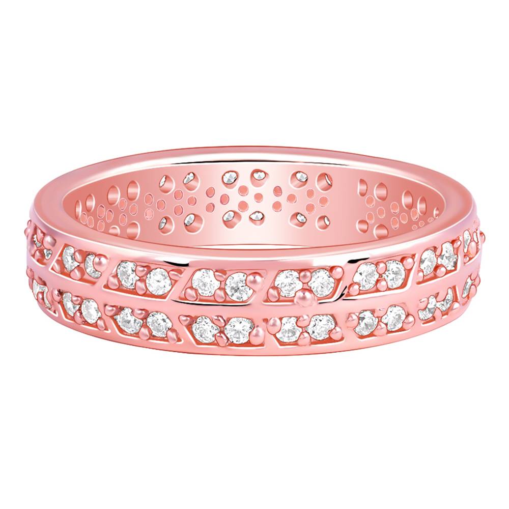 925 Silver Rose Gold Sparkle Up Ring,Fixed Size, Indian - 12 : R02289