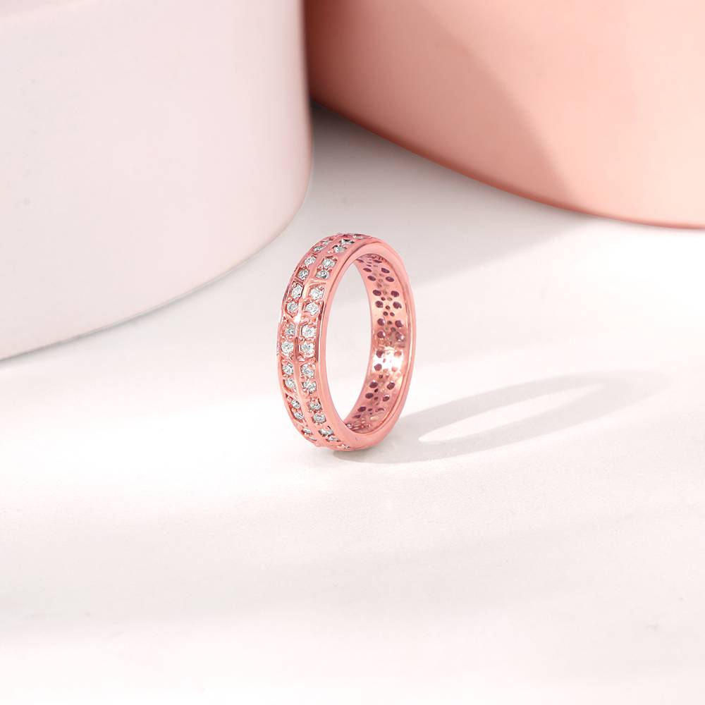 925 Silver Rose Gold Sparkle Up Ring,Fixed Size, Indian - 12 : R02289