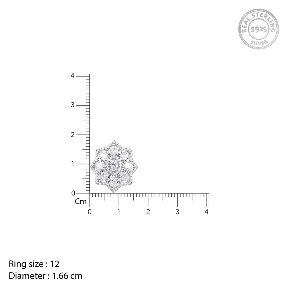 925 Silver Precious Petals Ring,Fixed Size, Indian - 12 : R02311
