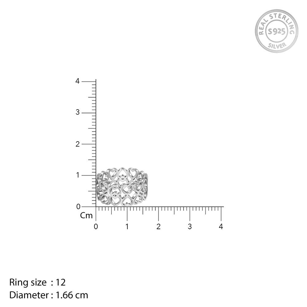 925 Silver Strong Heart Ring,Fixed Size,Indian-12 : R02313