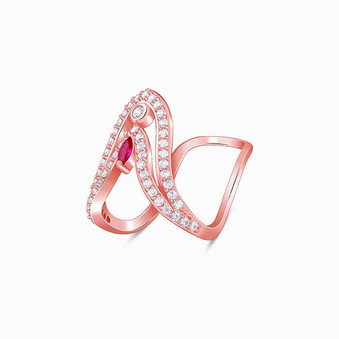 Giva 925 Silver Rose Gold Sridevi Ring,Fixed Size,Indian - 12 : R02328