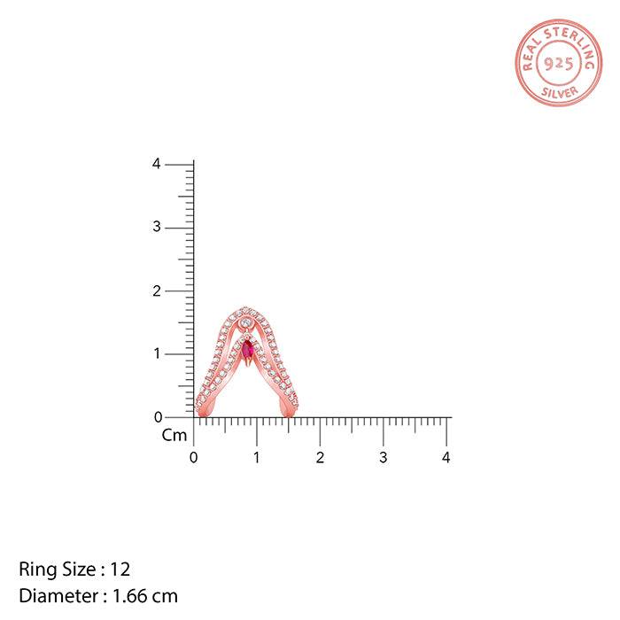 Giva 925 Silver Rose Gold Sridevi Ring,Fixed Size,Indian - 12 : R02328