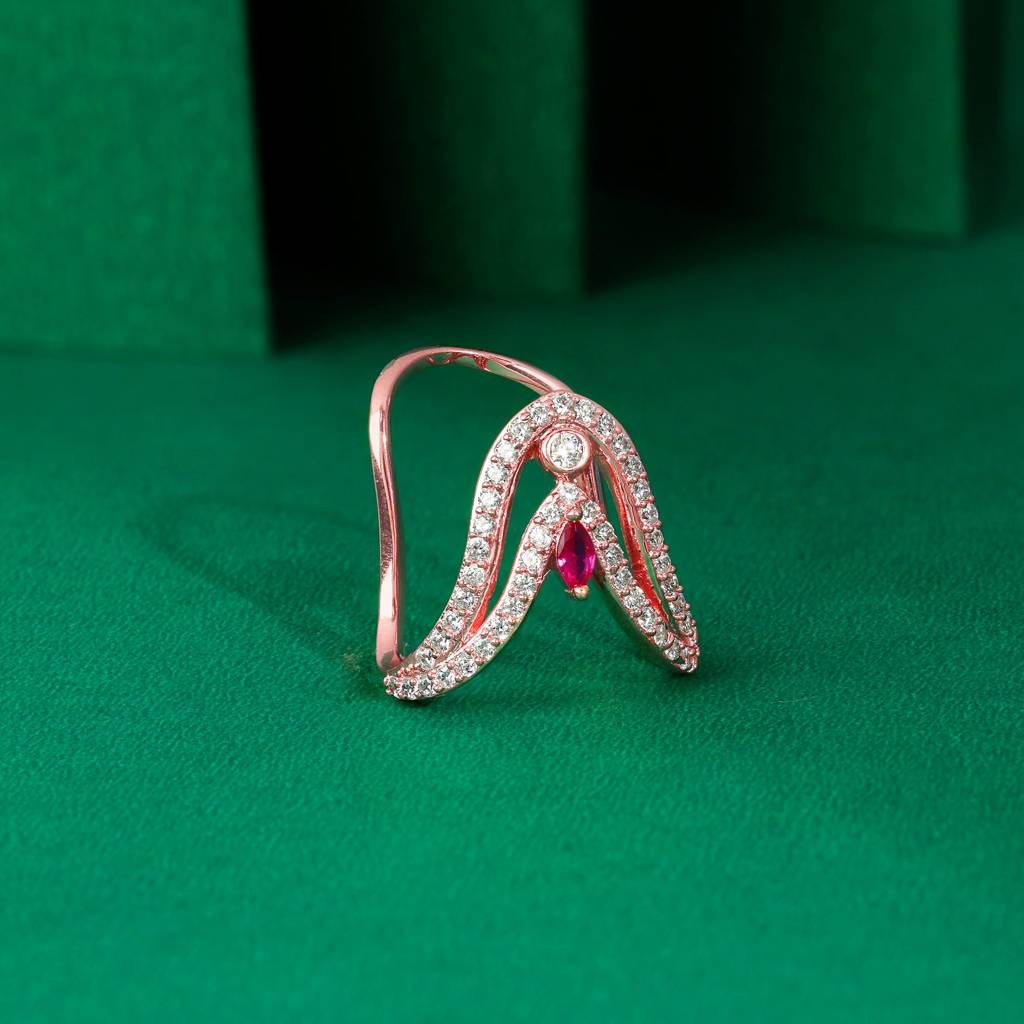 Giva 925 Silver Rose Gold Sridevi Ring,Fixed Size,Indian - 12 : R02328