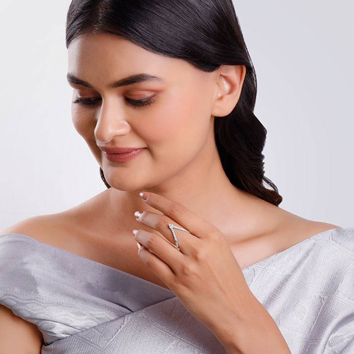 Giva 925 Silver Nargis Vanki Ring,Fixed Size,Indian - 12 : R02329