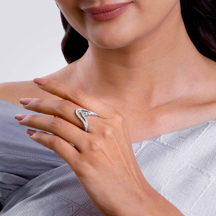 Giva 925 Silver Rekha Vanki Ring,Fixed Size,Indian - 12 : R02330