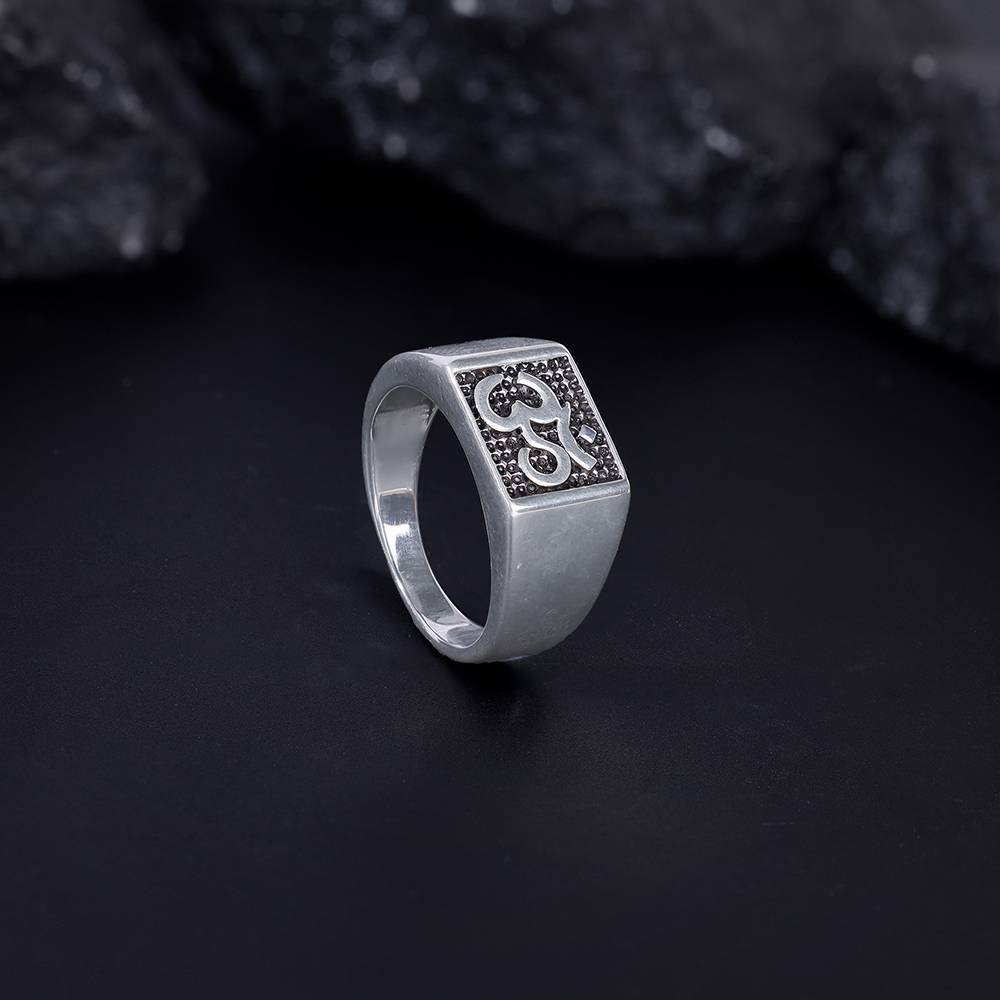 Giva 925 Oxidised Silver Om Ring For Him Giva 925 Oxidised