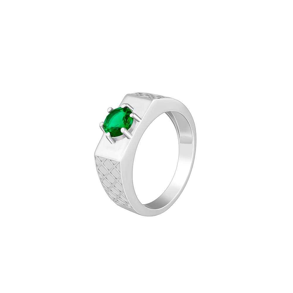 Giva 925 Silver Green Enigma Ring For Him : R02376_17