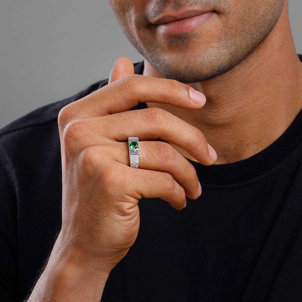 Giva 925 Silver Green Enigma Ring For Him : R02376_17
