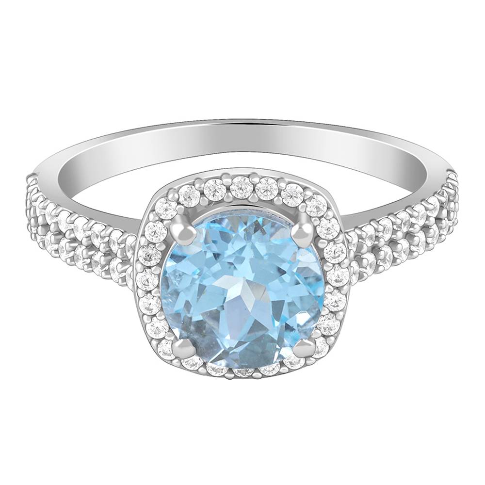 Giva 925 Silver Glowing Blue Topaz Ring, Indian - 12 : R02426