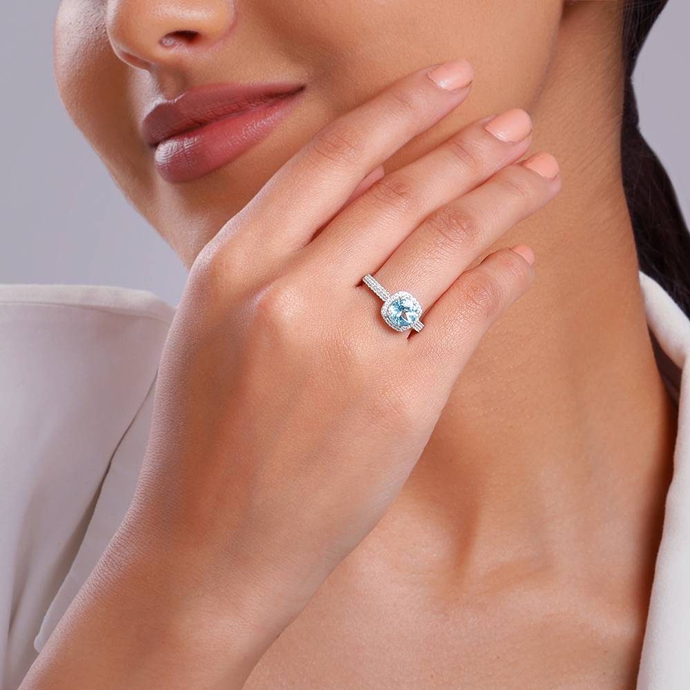 Giva 925 Silver Glowing Blue Topaz Ring, Indian - 12 : R02426