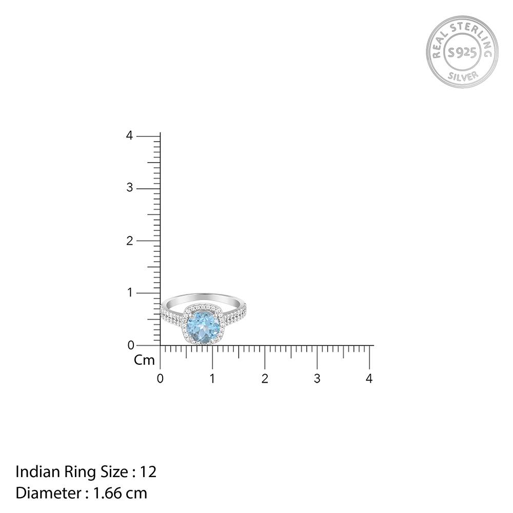 Giva 925 Silver Glowing Blue Topaz Ring, Indian - 12 : R02426