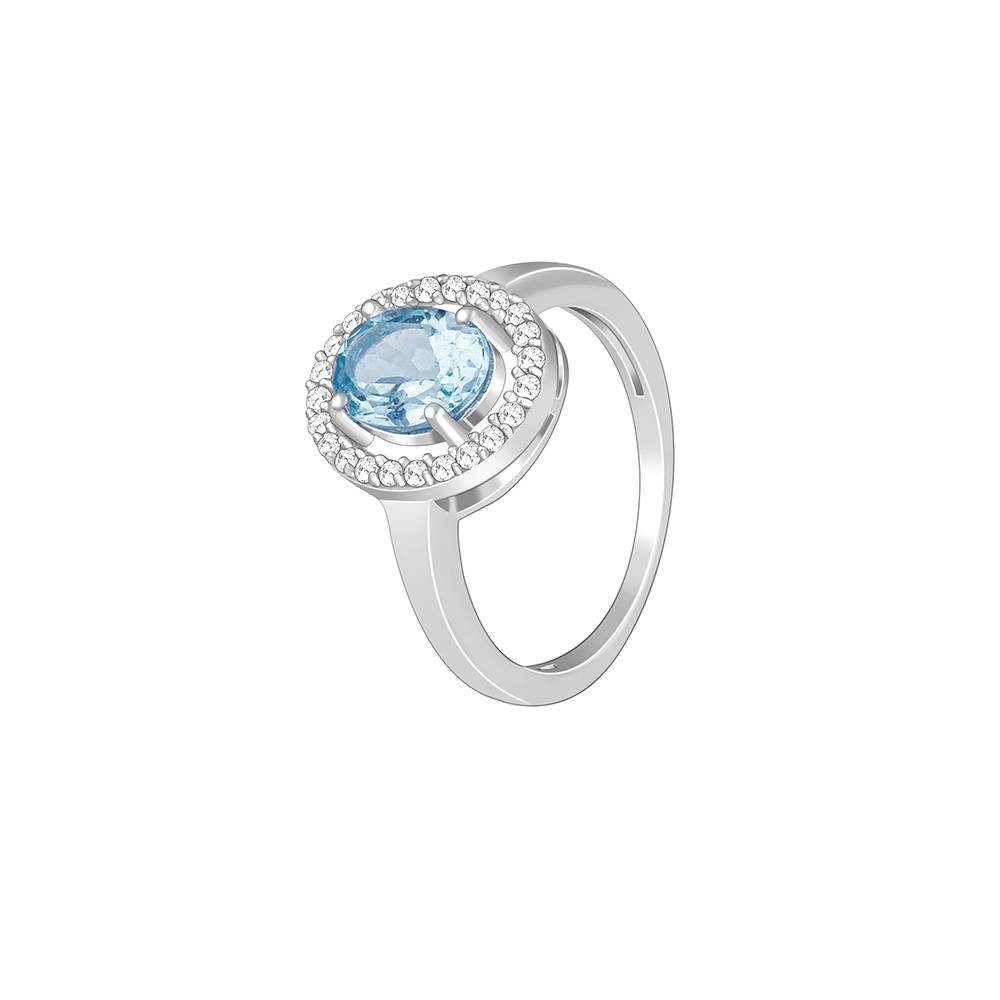 Giva 925 Silver Halo Blue Topaz Ring, Indian - 12 : R02427