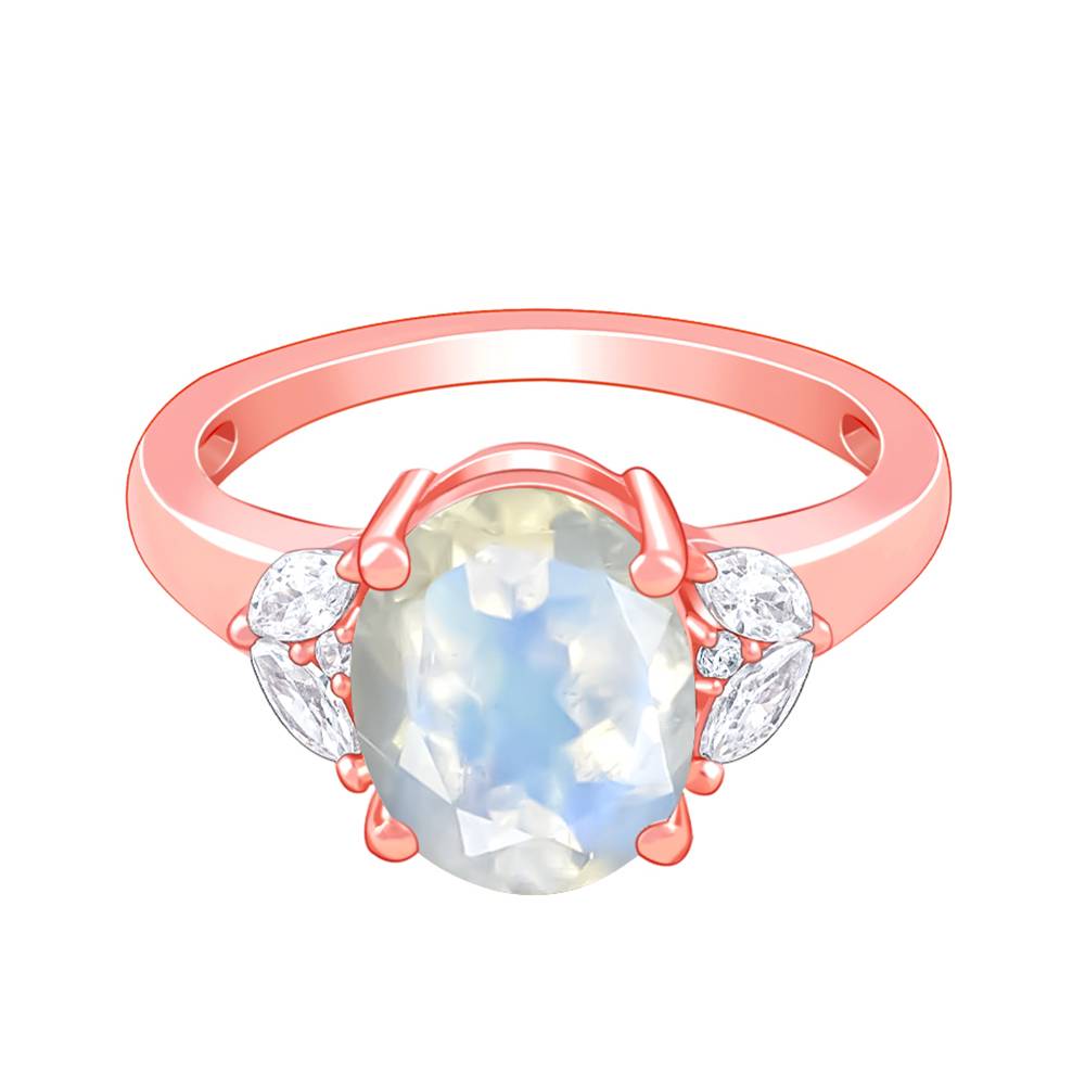 Giva 925 Silver Rose Gold Elegance Moonstone Ring, Indian - 12 : R02431