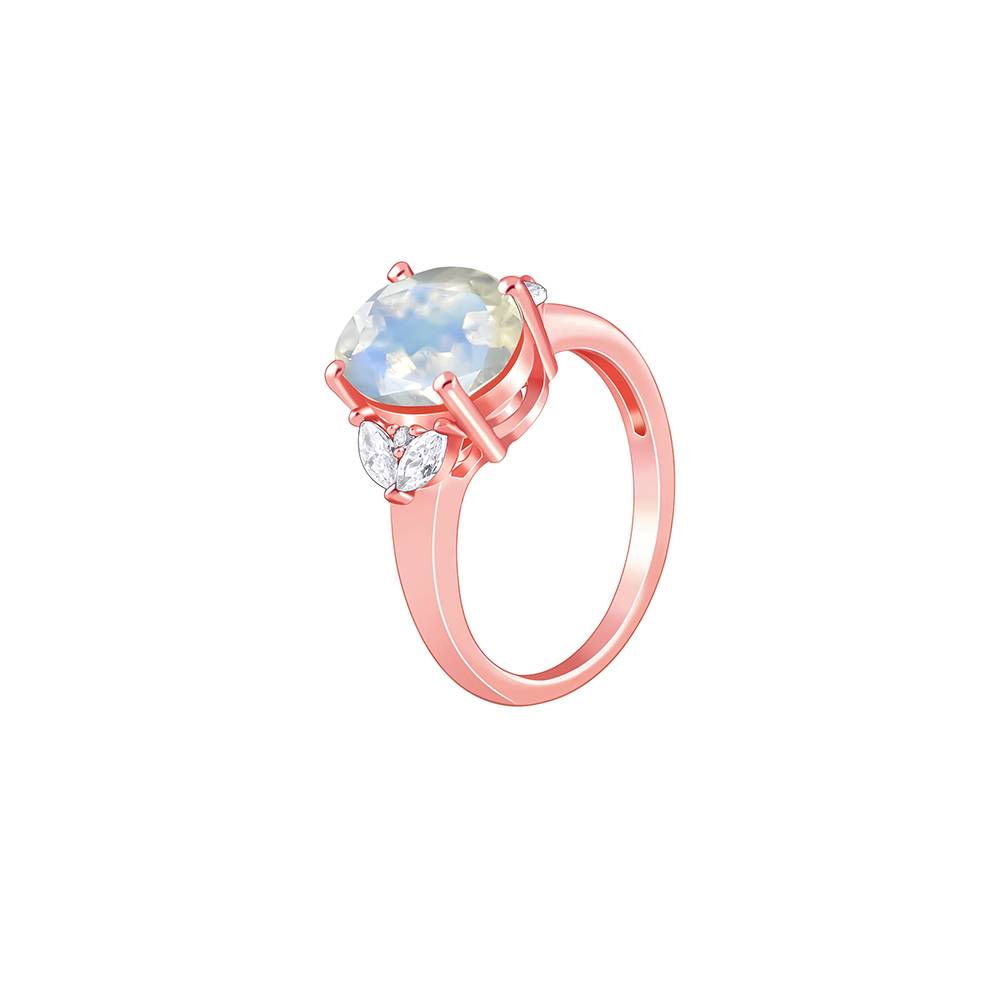 Giva 925 Silver Rose Gold Elegance Moonstone Ring, Indian - 12 : R02431