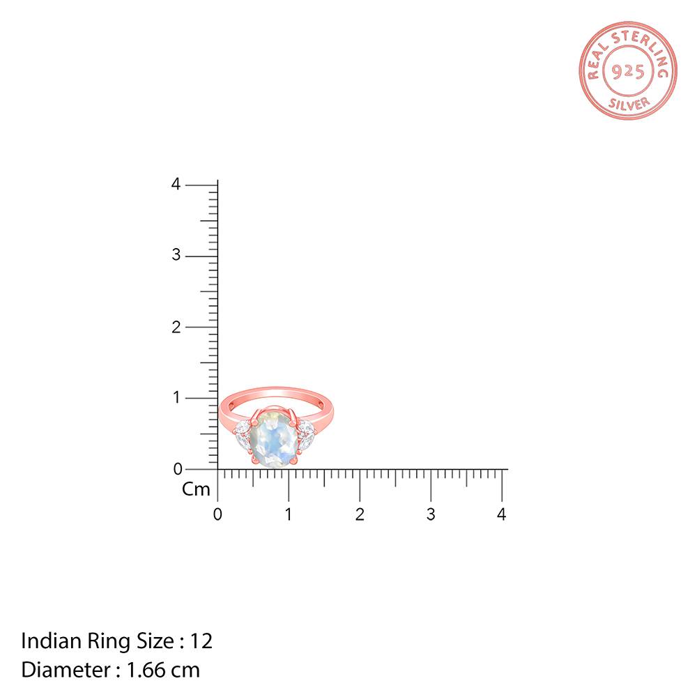 Giva 925 Silver Rose Gold Elegance Moonstone Ring, Indian - 12 : R02431
