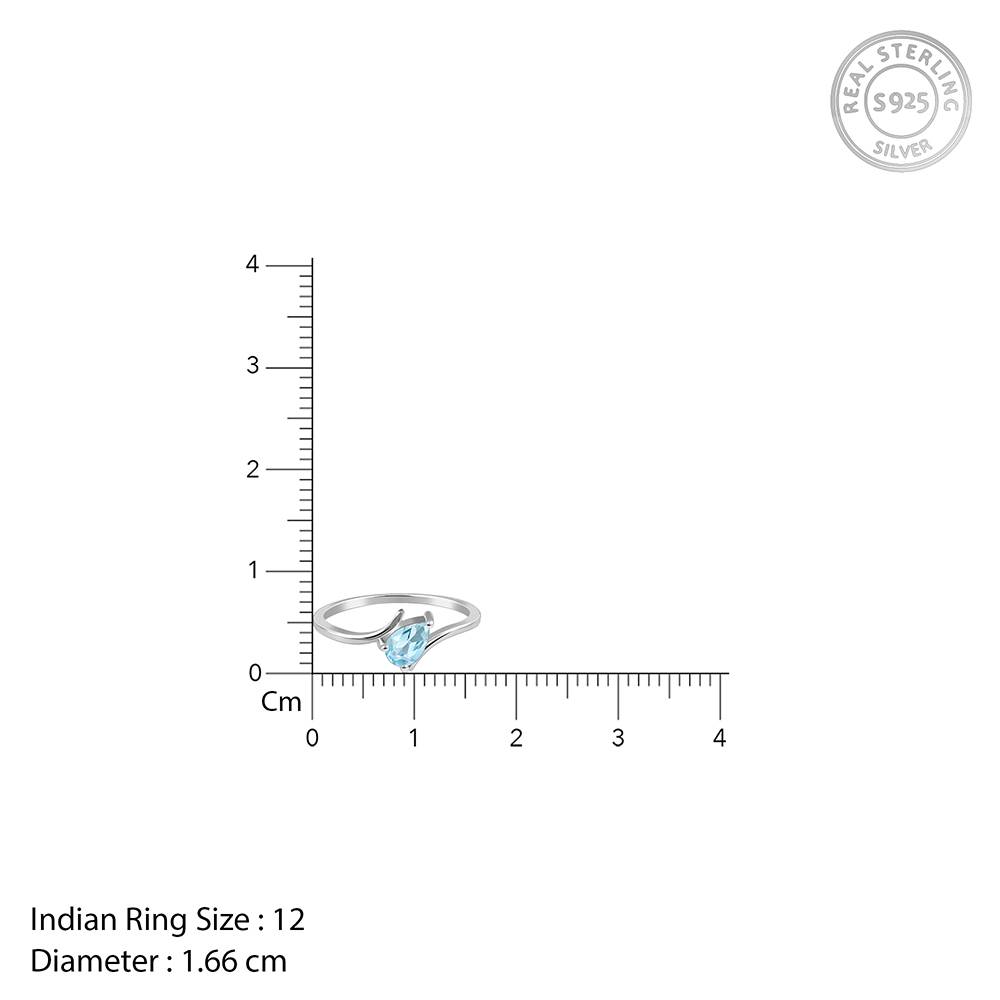 Giva 925 Silver Blue Topaz Twilight Drop Ring, Indian - 12 : R02436