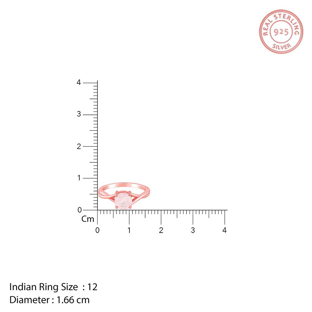 Giva 925 Silver Rose Gold Rose Quartz Ring, Indian - 12 : R02438