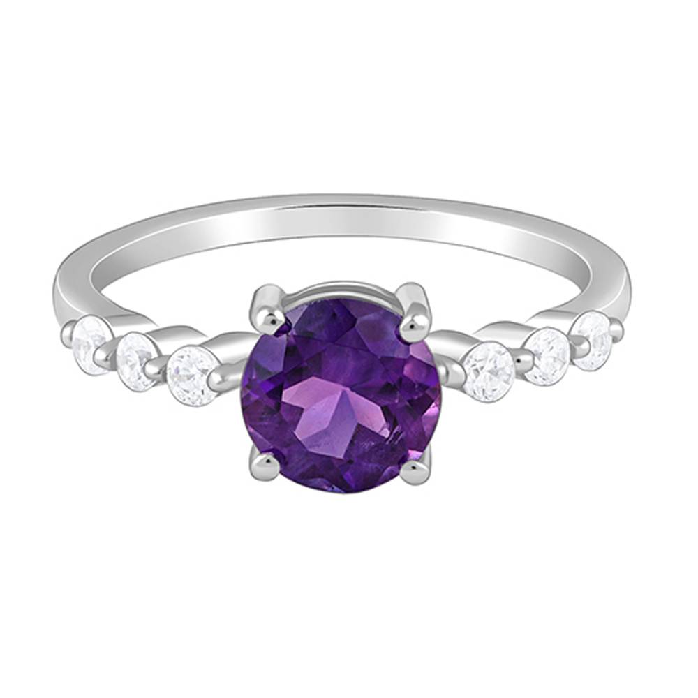 Giva 925 Silver Amethyst Spark Ring, Indian - 12 : R02440