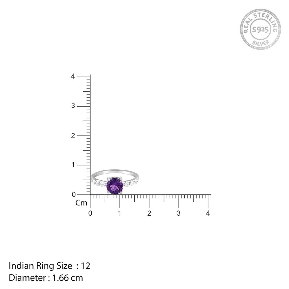 Giva 925 Silver Amethyst Spark Ring, Indian - 12 : R02440