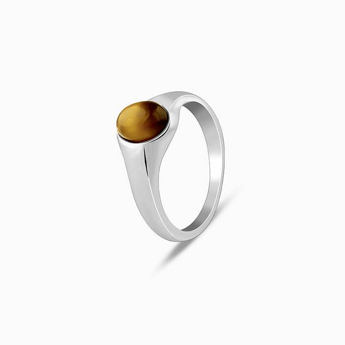925 Silver Oval Tiger Eye Ring For Him,Fixed Size ,Indian - 20| Gifts For Men & Boys : R02489_20