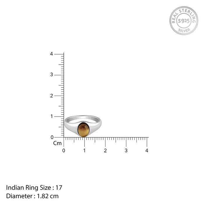 925 Silver Oval Tiger Eye Ring For Him,Fixed Size ,Indian - 20| Gifts For Men & Boys : R02489_20