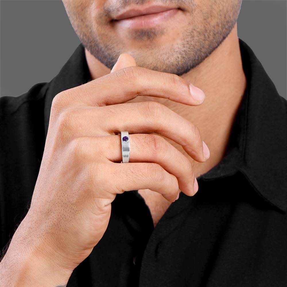 Giva 925 Silver Classic Amethyst Ring For Him,Fixed Size : R02493_17