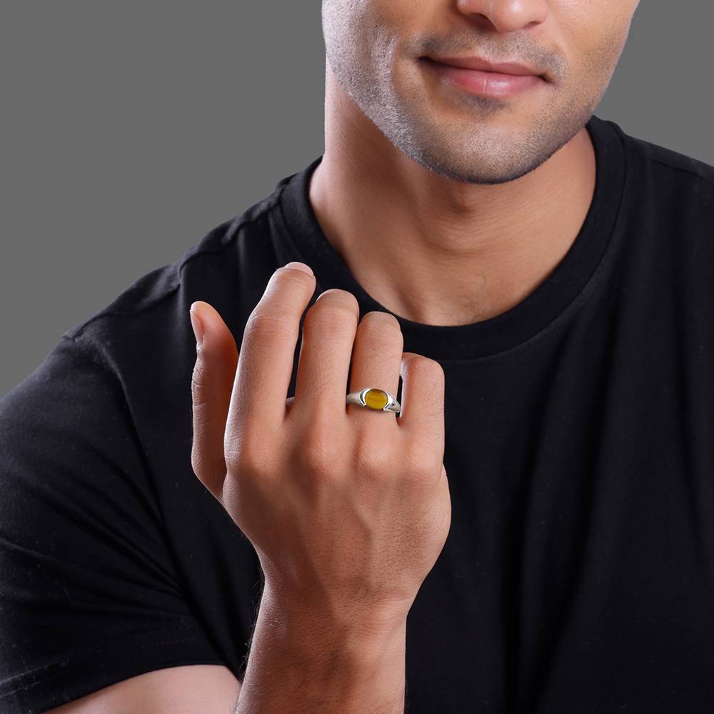 Giva 925 Silver Tiger Eye Men Ring For Him,Fixed Size : R02494_17