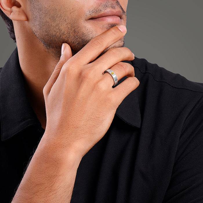 925 Silver Solitaire Citrine Ring For Him ,Fixed Size ,Indian - 17| Gifts For Men & Boys : R02495_17