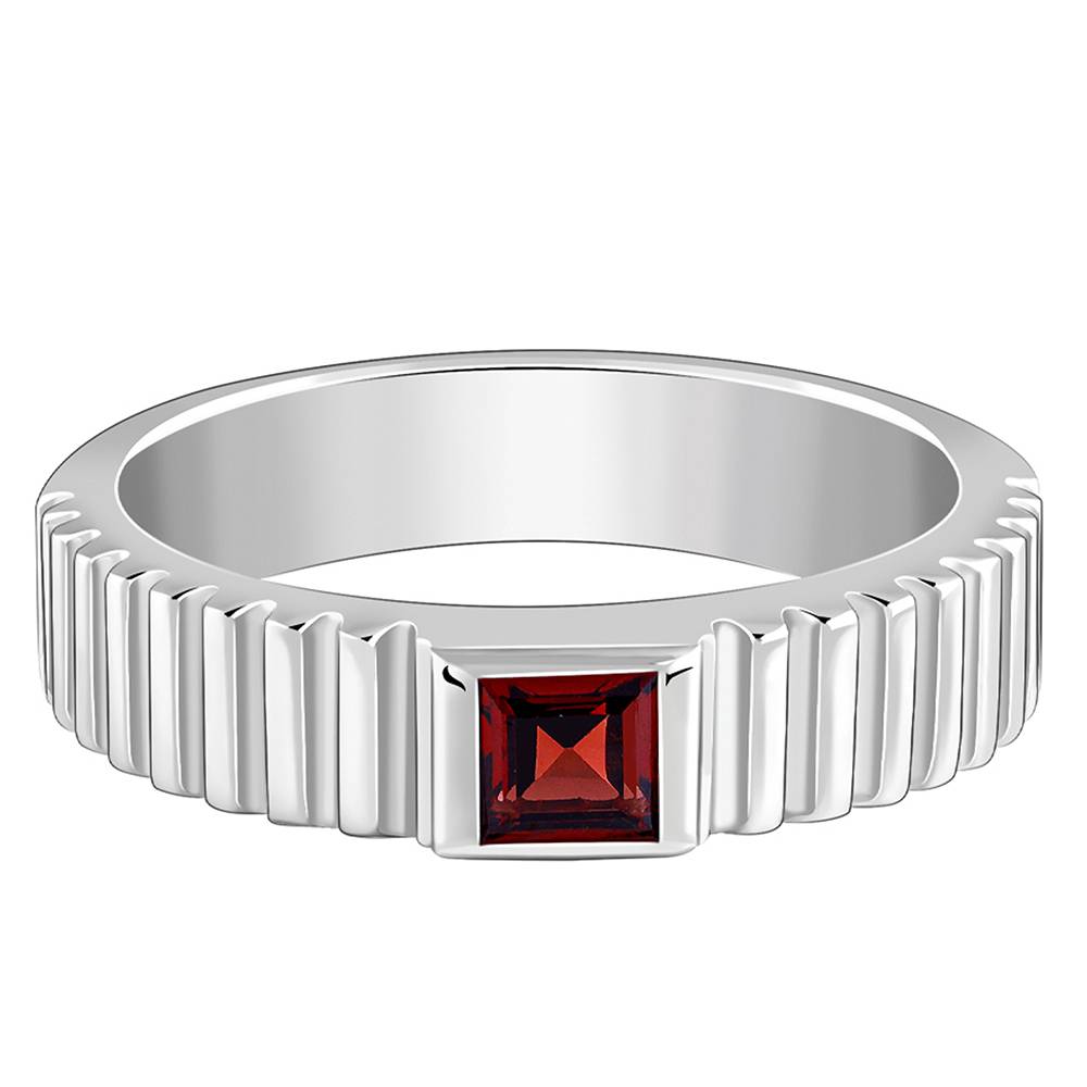 Giva 925 Silver Cog Garnet Ring For Him,Fixed Size : R02496_17