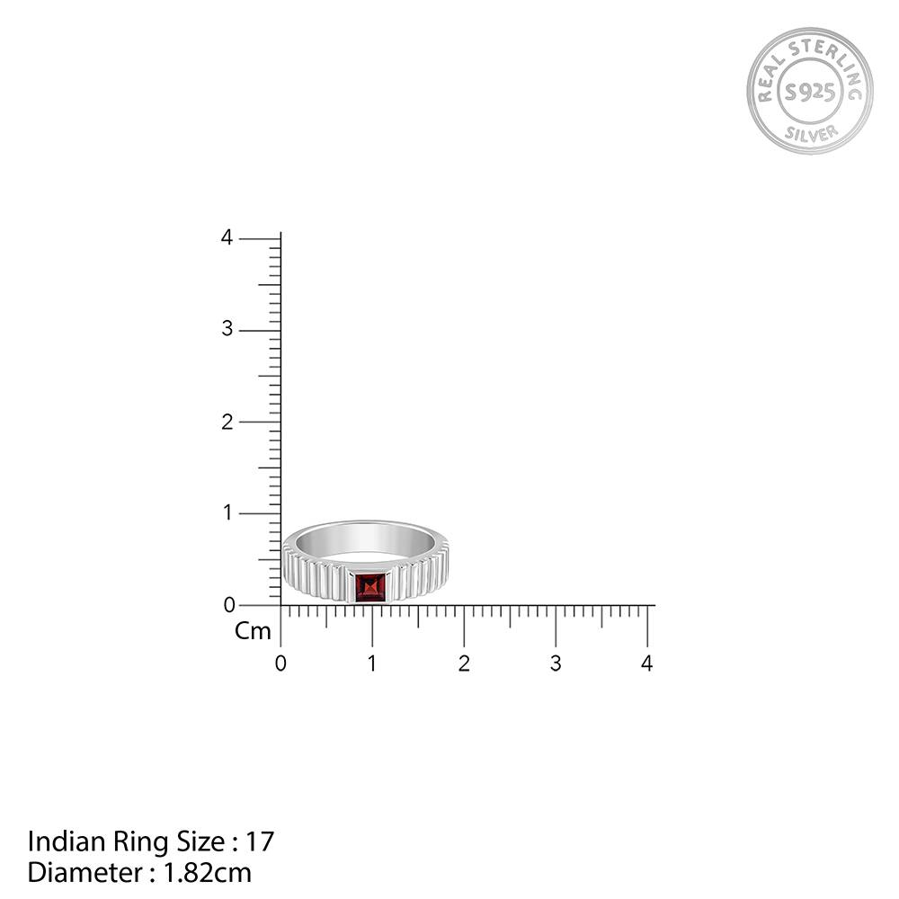 Giva 925 Silver Cog Garnet Ring For Him,Fixed Size : R02496_17