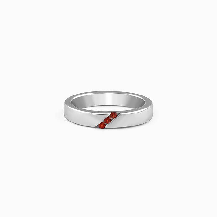 925 Silver Trend Garnet Ring For Him ,Fixed Size| Gifts For Men & Boys : R02497_17